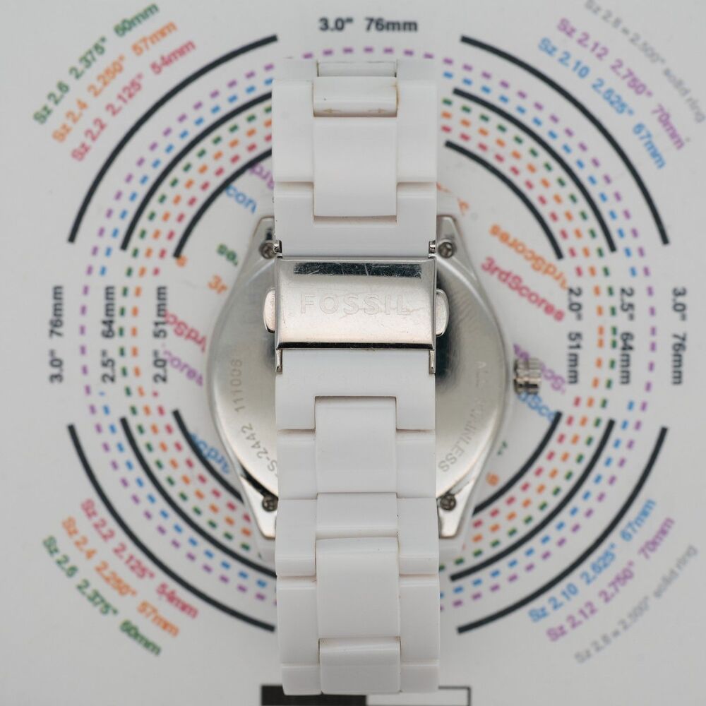 Fossil Stella ES-2442 White Resin Sport Luxury Watch 38mm New Battery Running - Picture 5 of 9